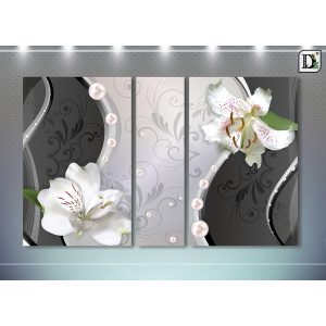 Модульная картина Жемчужины и цветы, 3D-007