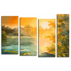 Модульная картина Закат солнца на озере