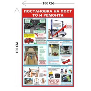 СТН-412 - Cтенд Постановка на пост ТО и ремонта 150 х 100 см (6 плакатов)
