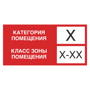 Знак безопасности «Категория помещения» прямоугольный (красное исполнение)