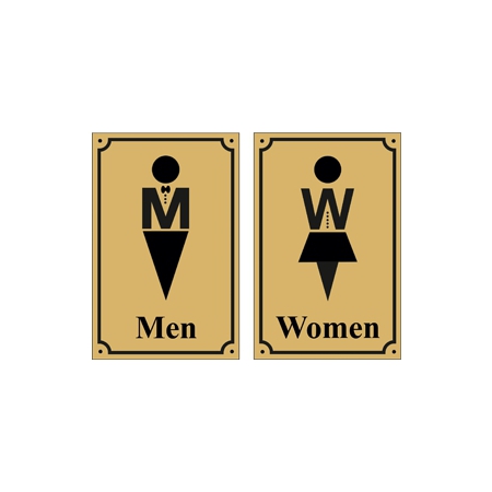 Таблички на туалет матовое золото